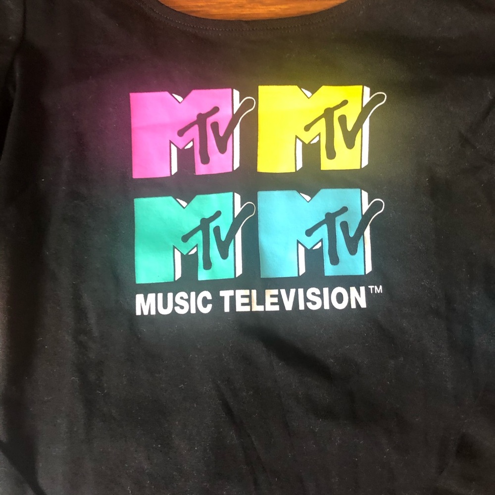 MTV Black Logo bodysuit/top size large